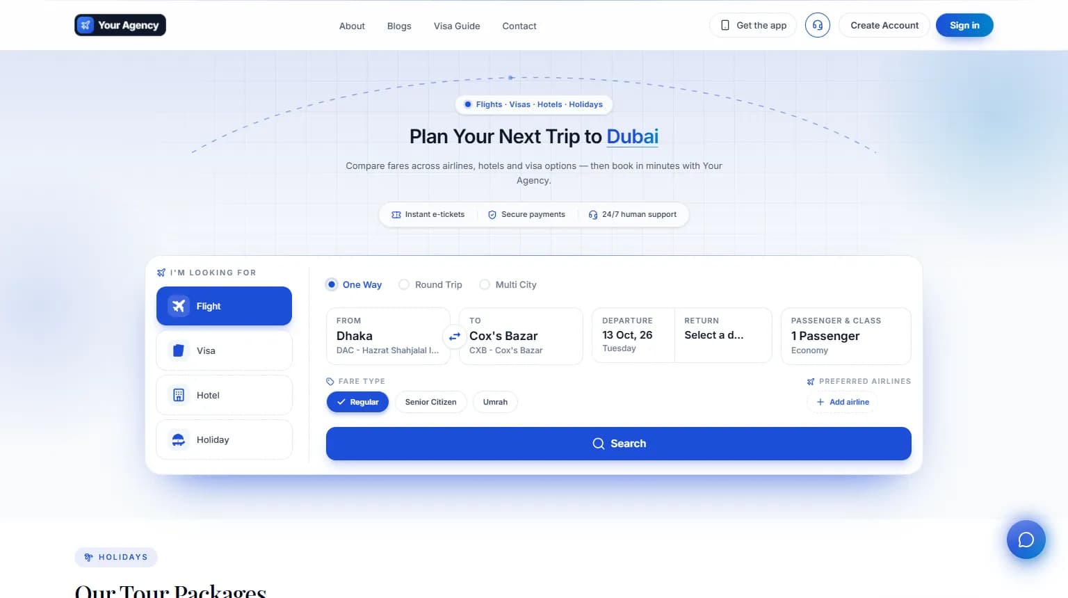 Header in Layout 1 on the storefront